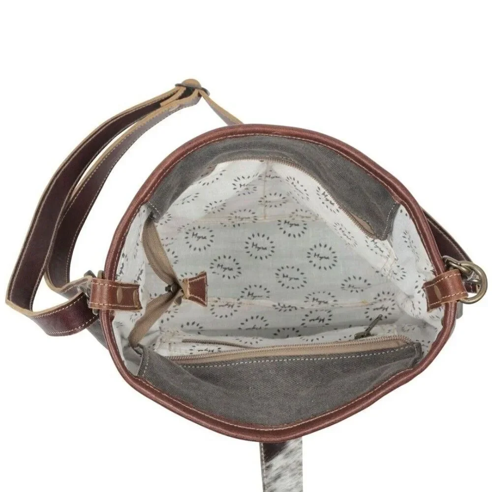 Myra Bag Handmade Chromo Shoulder Bag Upcycled Canvas & Cowhide Leather
